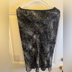 Elegant Black and White Floral Midi Skirt